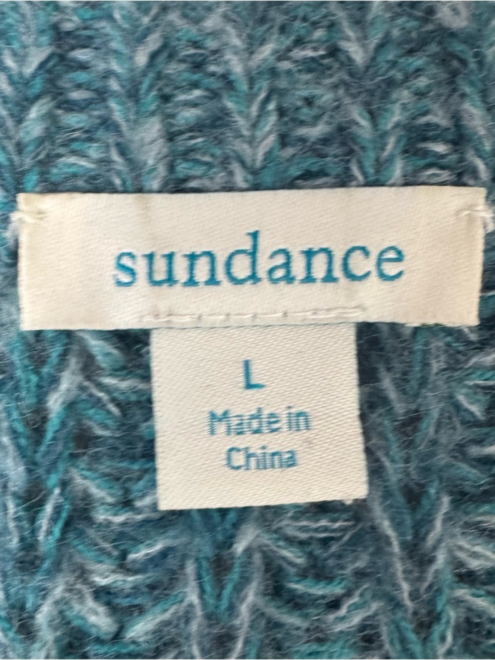 Sundance Women's Large Teal Blue Marlyse Chunky Cable Knit V Neck Sweater Lg L - Picture 2 of 4